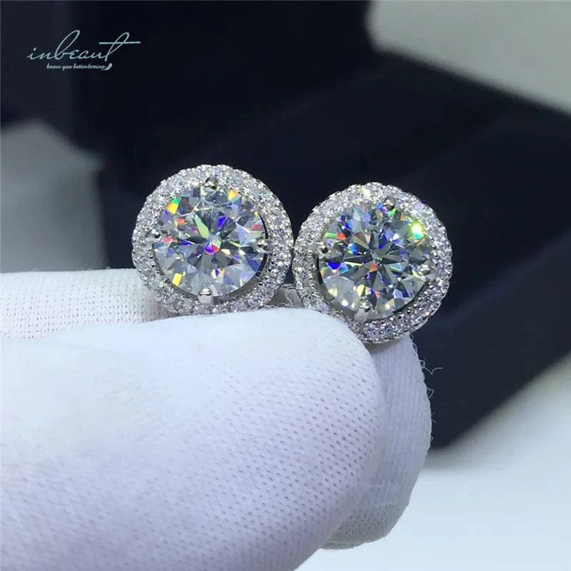 3 ct total 6 ct Silver 925 Original Total 6 Carat Round Brilliant Cut Pass Diamond Test D Color Moissanite Wedding Stud Earrings Fine Jewelry