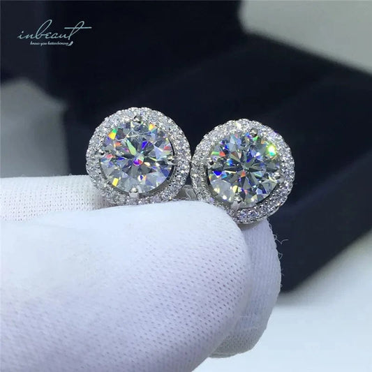 3 ct total 6 ct Silver 925 Original Total 6 Carat Round Brilliant Cut Pass Diamond Test D Color Moissanite Wedding Stud Earrings Fine Jewelry