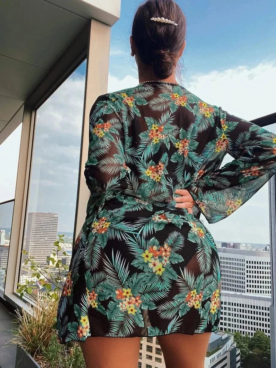 3 Pieces Set Long Sleeve Cover Up Sexy Swimwear Beach wear Luxury Swimsuits For Women 2024