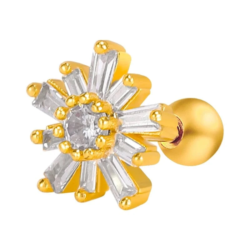 #3 POENNIS Stainless Steel Ladies Fashion Zircon Stone CZ Cartilage Earring Helix Conch Lobe Tragus Stud Ear Piercing Jewelry