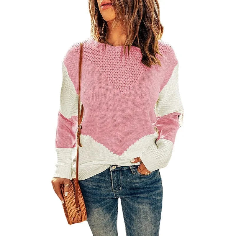 3 XL / Pink Custom Long Sleeve Vintage Harajuku Tops Ladies Warm Female Pullovers Crew Neck Oversized Knitted Jumpers Woman Sweater