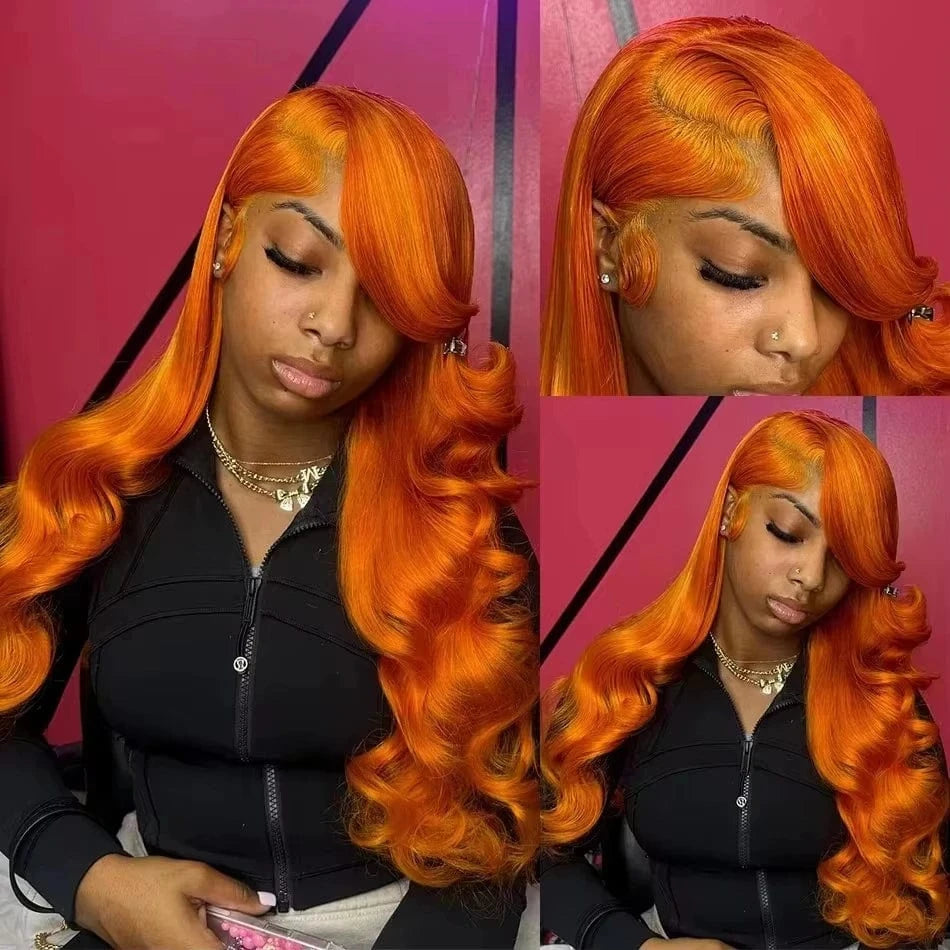 30 36 Inch Ginger Body Wave Human Hair Colored Wigs 100% 13X6 Hd Lace Frontal Wig 13X4 Preplucked Lace Front Wigs For Women