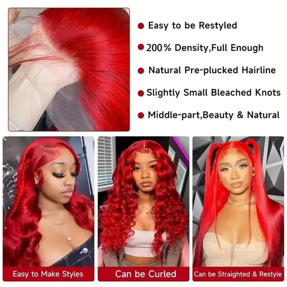 30 40 inch 99J Burgundy 13x6 Hd Lace Frontal Wigs Human Hair Wig Brazilian Red Colored Body Wave 13x4 Lace Front Wig For Women