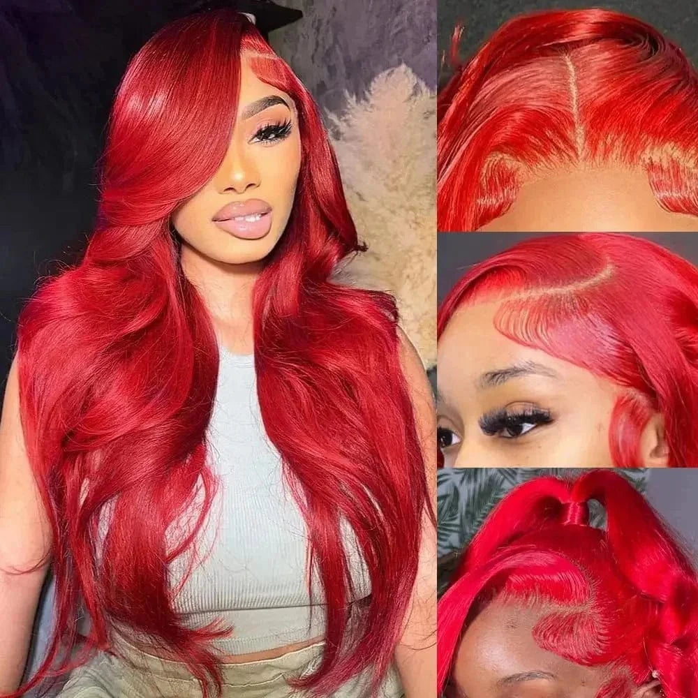 30 40 inch 99J Burgundy 13x6 Hd Lace Frontal Wigs Human Hair Wig Brazilian Red Colored Body Wave 13x4 Lace Front Wig For Women