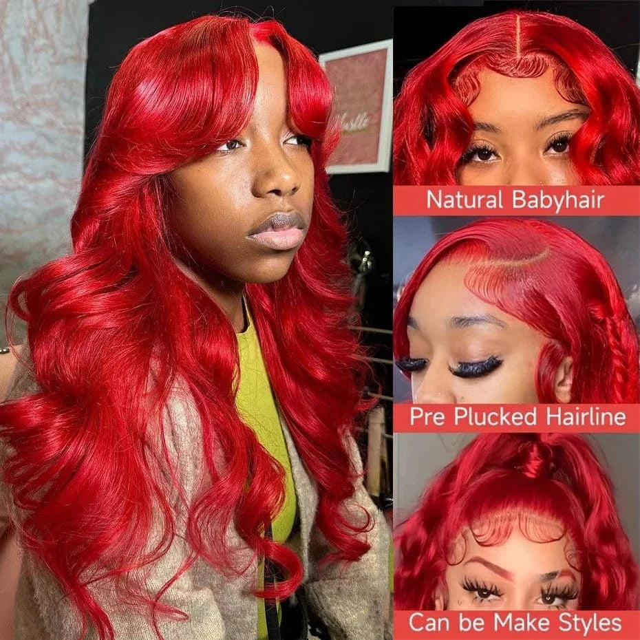 30 40 inch 99J Burgundy 13x6 Hd Lace Frontal Wigs Human Hair Wig Brazilian Red Colored Body Wave 13x4 Lace Front Wig For Women