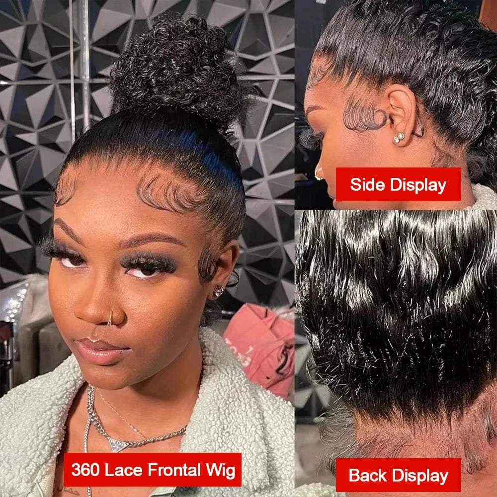 30 40 Inch Deep Wave Frontal Wigs Human Hair For Women 300% Density Curly Human Hair Wigs 360 HD Full Lace Front Water Wave Wigs