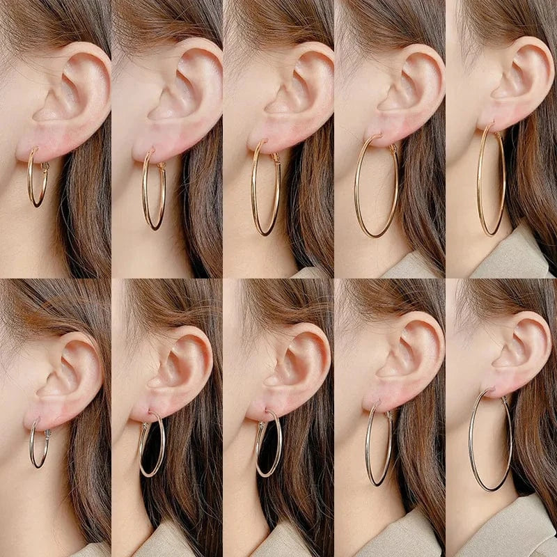 30-70mm Exaggerated Big Smooth Circle Hoop Earrings for Women Aros Simple Round Loop Ear Wedding Jewelry Brincos Cool Gift