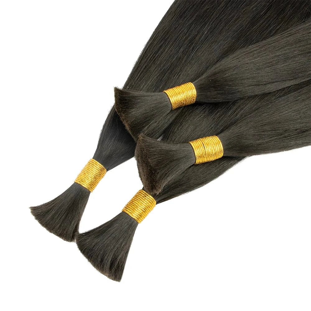 30 Inches / #1B Straight Ready to Ship Brazilian Virgin Human Hair Bulk Wet and Wavy Wholesale Factory Price for Braiding Hair