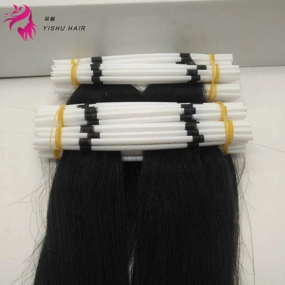 30 Inches / CoContact us Factory wholesale human Invisible hair extension zero touch feather hair straw hair piece
