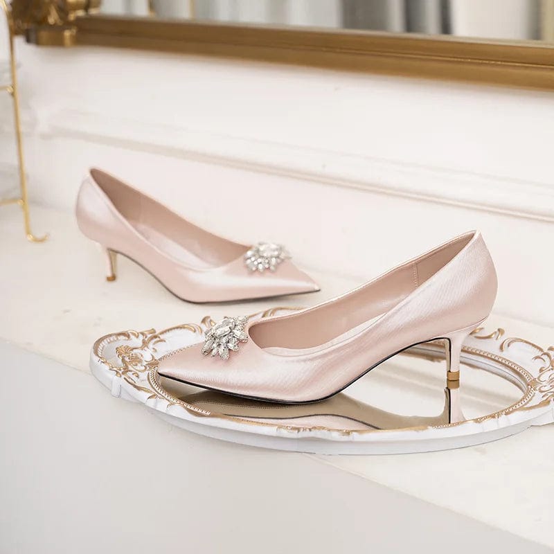 33 / Champagne` New Women Wedding Elegant Stilettos Shoes Sexy Pointed-toe Rhinestone Female Pumps Spring Autumn Ladies Heeled Sandals