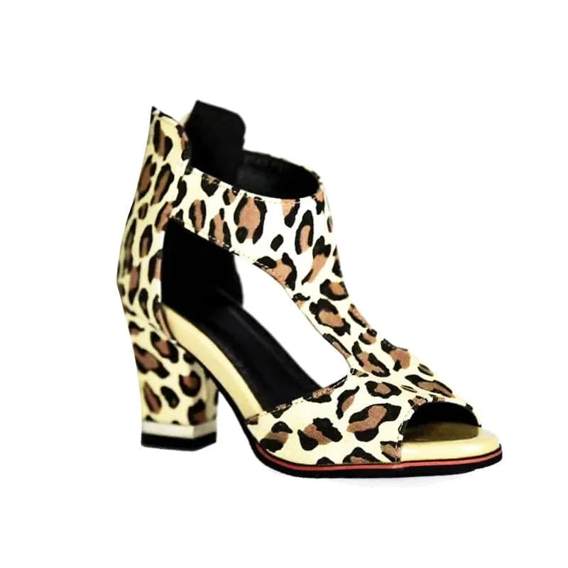 34-39 Fish billed high heels thick heeled sandals Thick bottom sexy back zipper hollow out cool boots  Heeled sandals|lace up