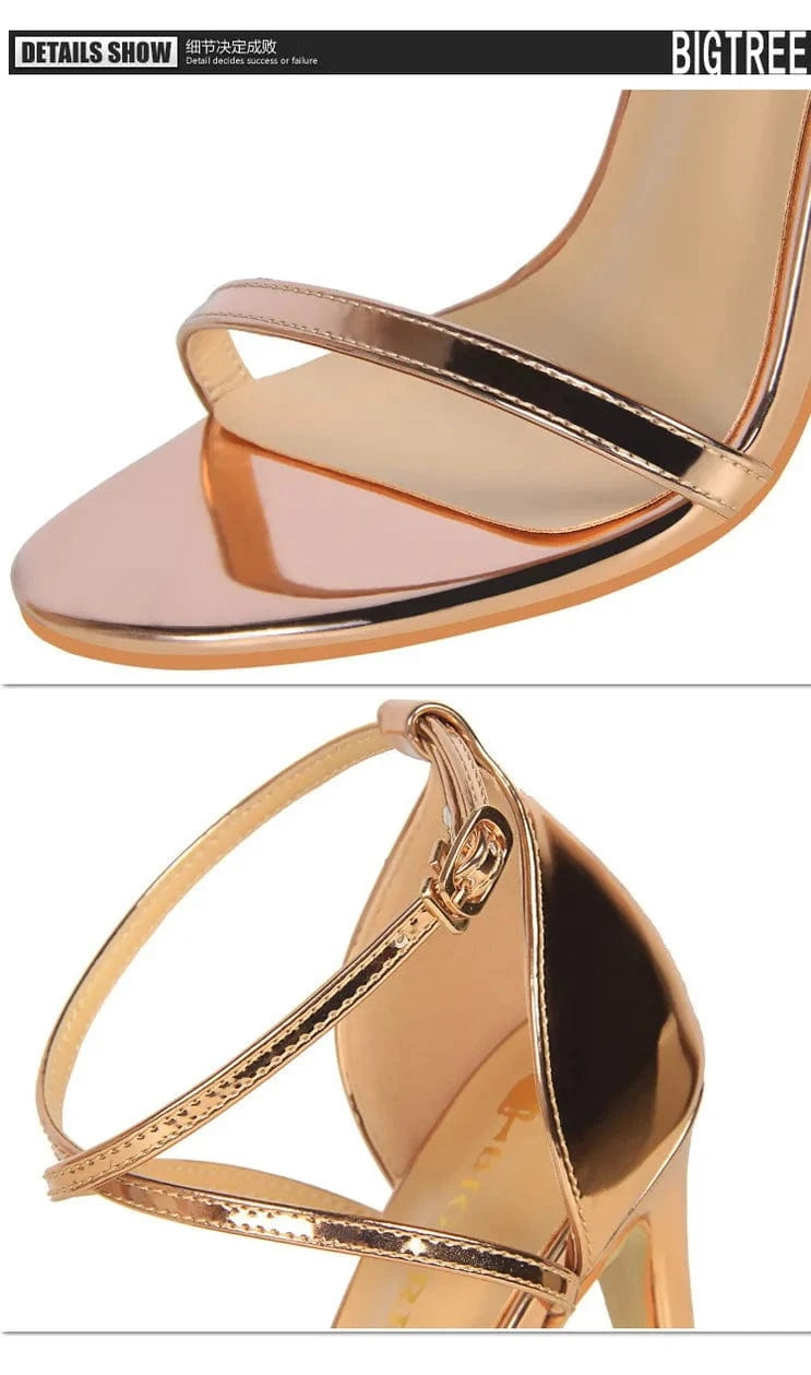 34-40 Fashionable and sexy nightclub sandals Summer slim heels and ultra-high heels Hollow cross strap sandals