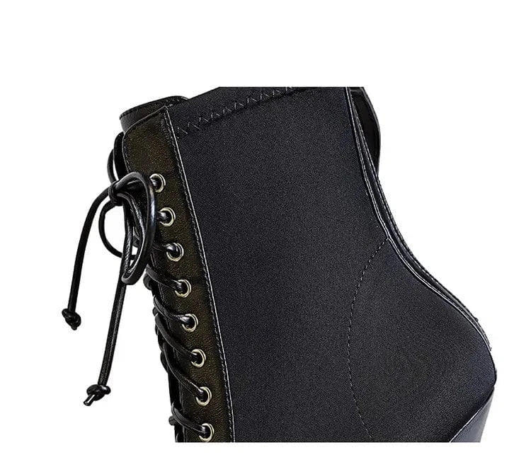 34-43 Slim Heel High Heel Shallow Mouth Pointy Lace up Short Boots Fashion Sexy Women's Boots Pumps Party Shoes