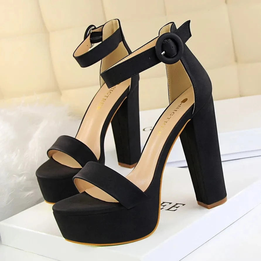 34-43 Thick Heel Ultra High Heels Sexy nightclub women's shoes Waterproof platform exposed toe belt buckle sandals