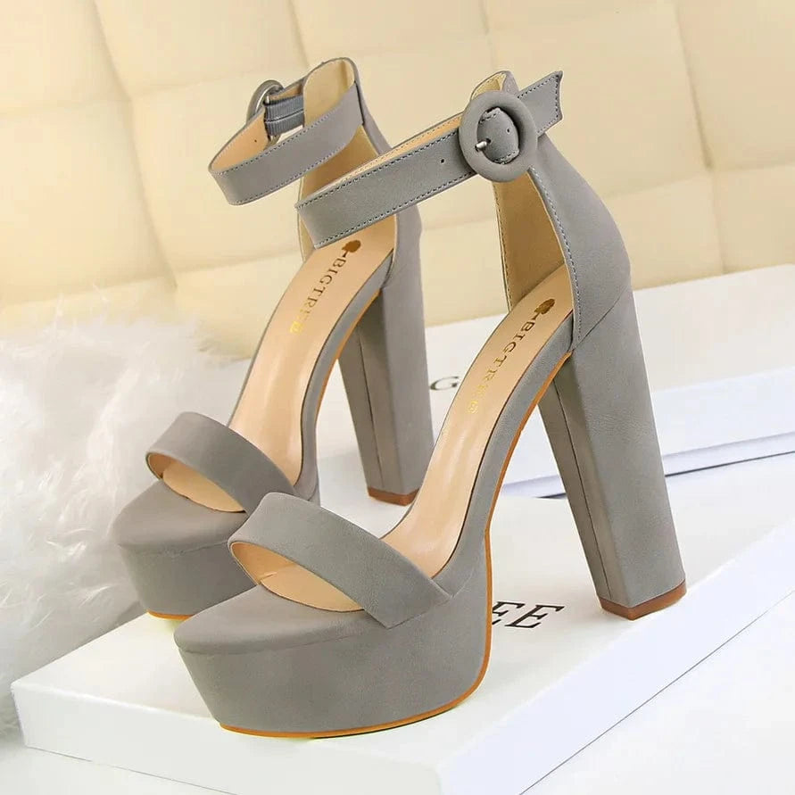 34-43 Thick Heel Ultra High Heels Sexy nightclub women's shoes Waterproof platform exposed toe belt buckle sandals