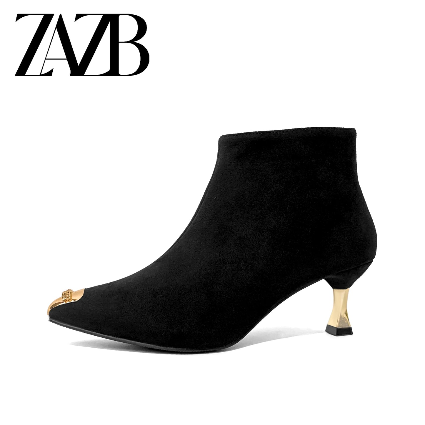 34 / Black Custom fashion metal buckle women solid color designer shoes high heels middle cylinder booties women genuine leather leathers
