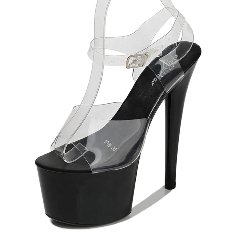 34 / Black New Style Ladies High Heels 17 CM Stripper Platform Sandals for Pole Dance Summer Sexy Heels with PU Insole and ABS Outsole
