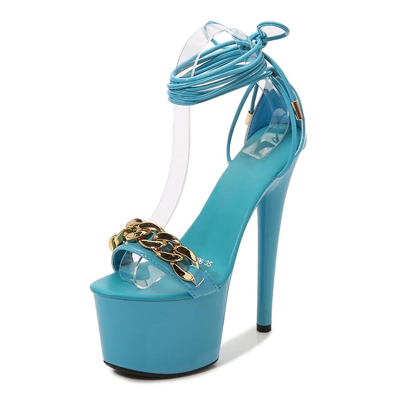 34 / Blue New trend sexy women shoes 17 cm stilettos platform nightclub pole dance strippers heels women sandals