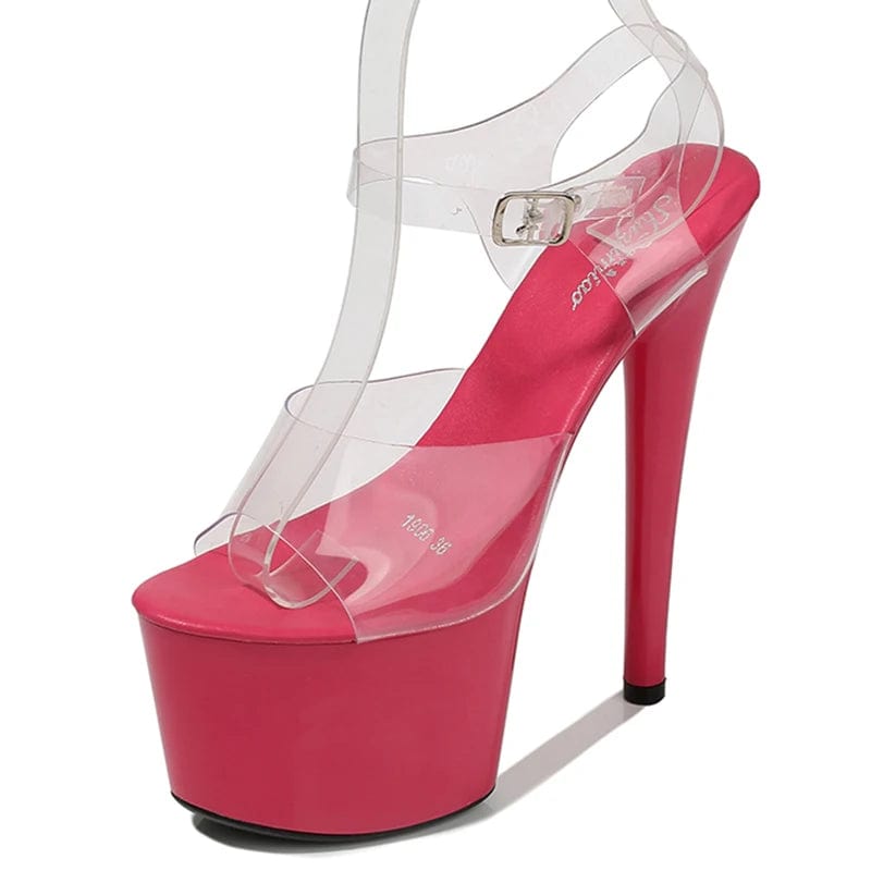 34 / Plum New Style Ladies High Heels 17 CM Stripper Platform Sandals for Pole Dance Summer Sexy Heels with PU Insole and ABS Outsole