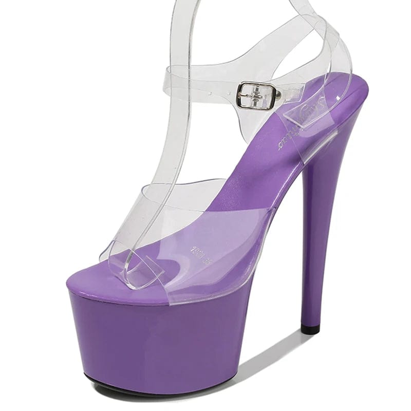 34 / Purple New Style Ladies High Heels 17 CM Stripper Platform Sandals for Pole Dance Summer Sexy Heels with PU Insole and ABS Outsole