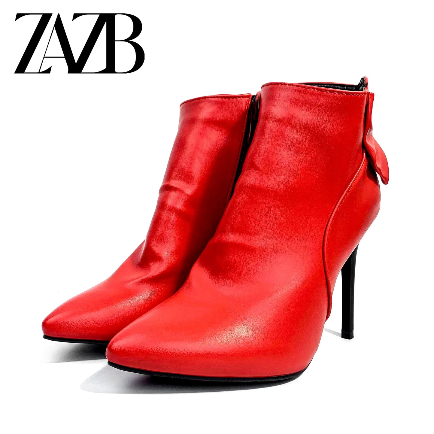 34 / Red Customized Women's Fashion Bowknot Zipper Designer Coarse Heel Boots Women's Simple Fashion Luxury Boots
