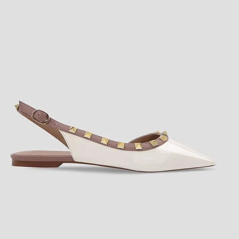 34 / White Ladies Sexy Outside Black Slingbacks Flat Sandals Hollow Out Buckle Wrap-toe Low Heels for Women