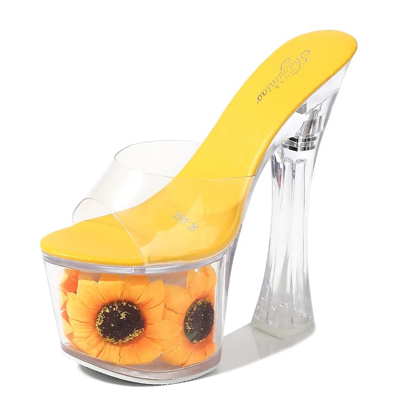 34 / Yellow stripper pole womens high heel shoe dance pole woman shoe dresses women lady elegant stiletto designer slippers