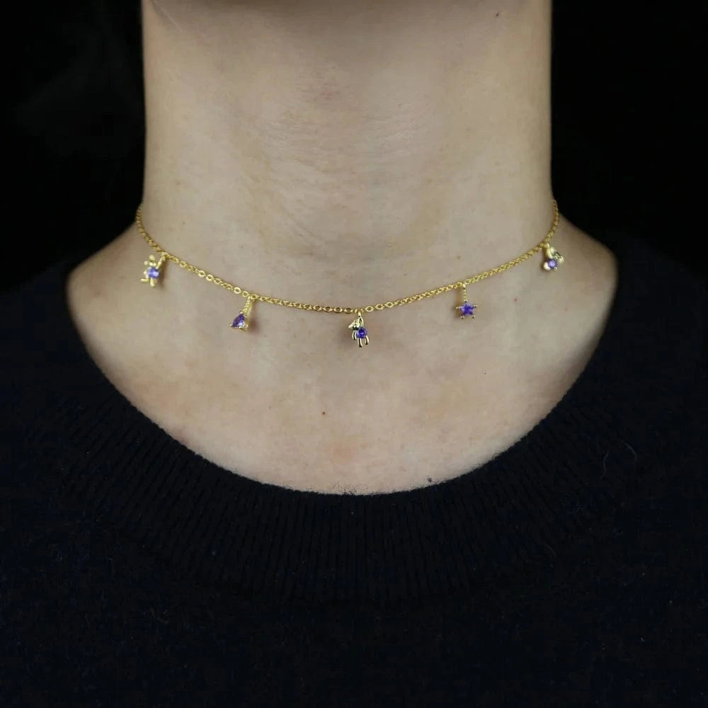 35+10cm / N674 gold 2022 Bear Rabbit Mouse Charm Filled Cz Choker Necklace for Women Clavicle Chain Pop Collars Jewelry Animal Party Jewelry