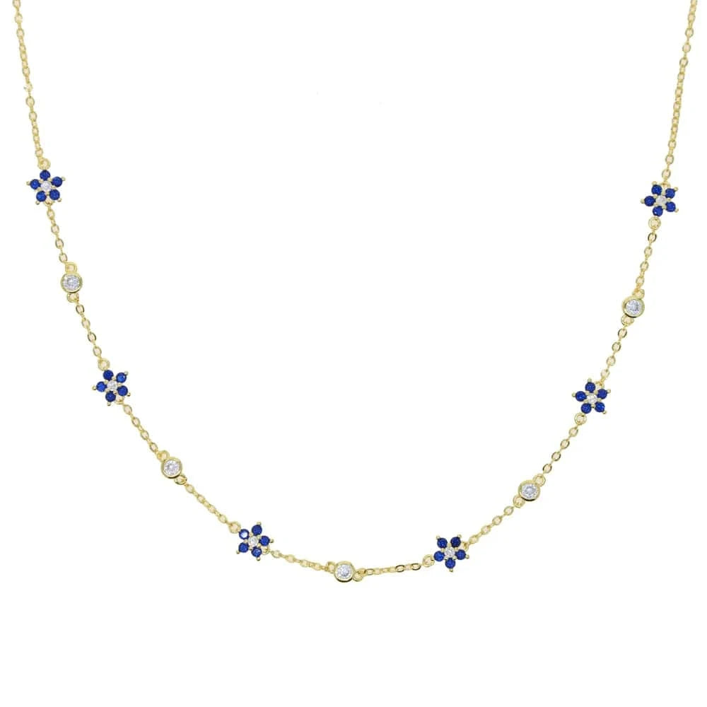 35+10CM / N691-g-dark blue New Arrived High Quality Unique Minimal Delicate Cute Lovely Flower Charm Rainbow Colorful CZ Choker Chain Necklace Jewelry