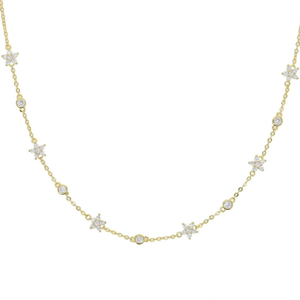 35+10CM / N691-g-white New Arrived High Quality Unique Minimal Delicate Cute Lovely Flower Charm Rainbow Colorful CZ Choker Chain Necklace Jewelry