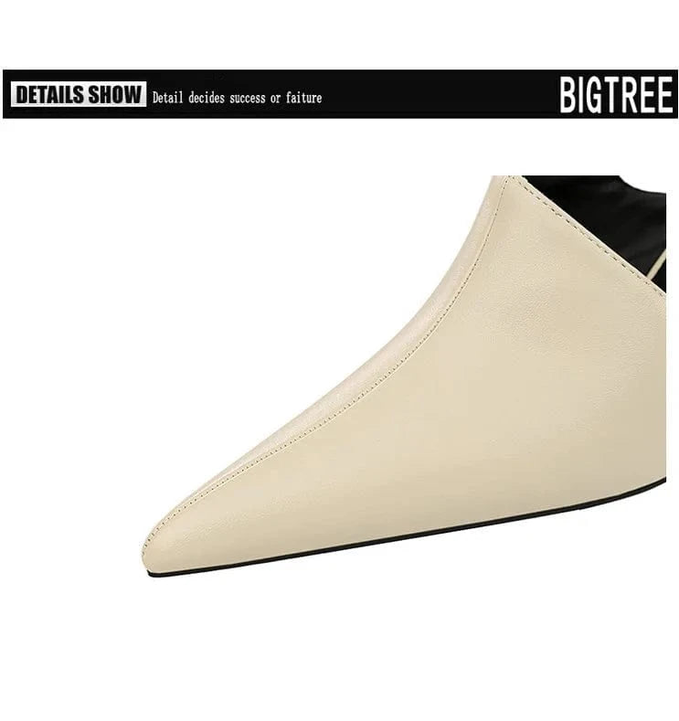 35-40 Retro Fashion High Heel Women's Shoes Slope heel deep cut toe shoes Hollow back strap sandals pumps office lady pumps