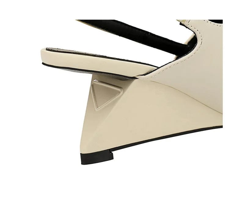 35-40 Retro Fashion High Heel Women's Shoes Slope heel deep cut toe shoes Hollow back strap sandals pumps office lady pumps