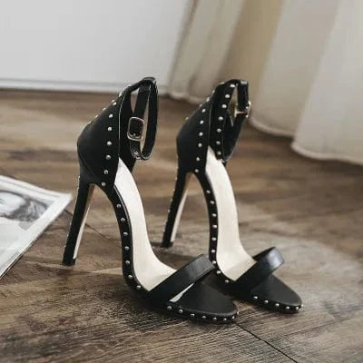 35-42 size European and American stiletto shoes women's rivet super high heels for female