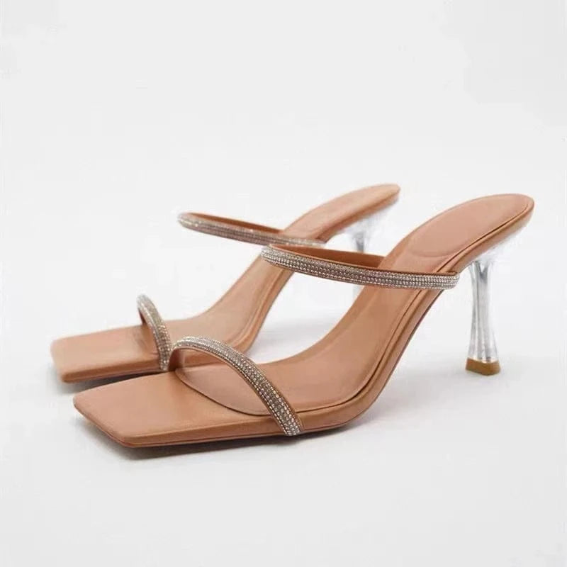 35 / Apricot color Customized fine women's shoes New women's shoes Natural color bright lace strapping high heel sandals