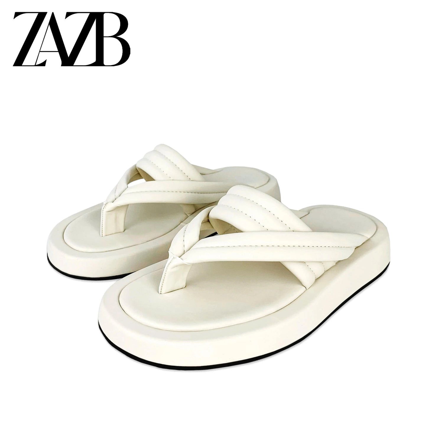 35 / Beige ZAZB brand custom leather beige thick sole slippers for women's slippers wedding dress for women