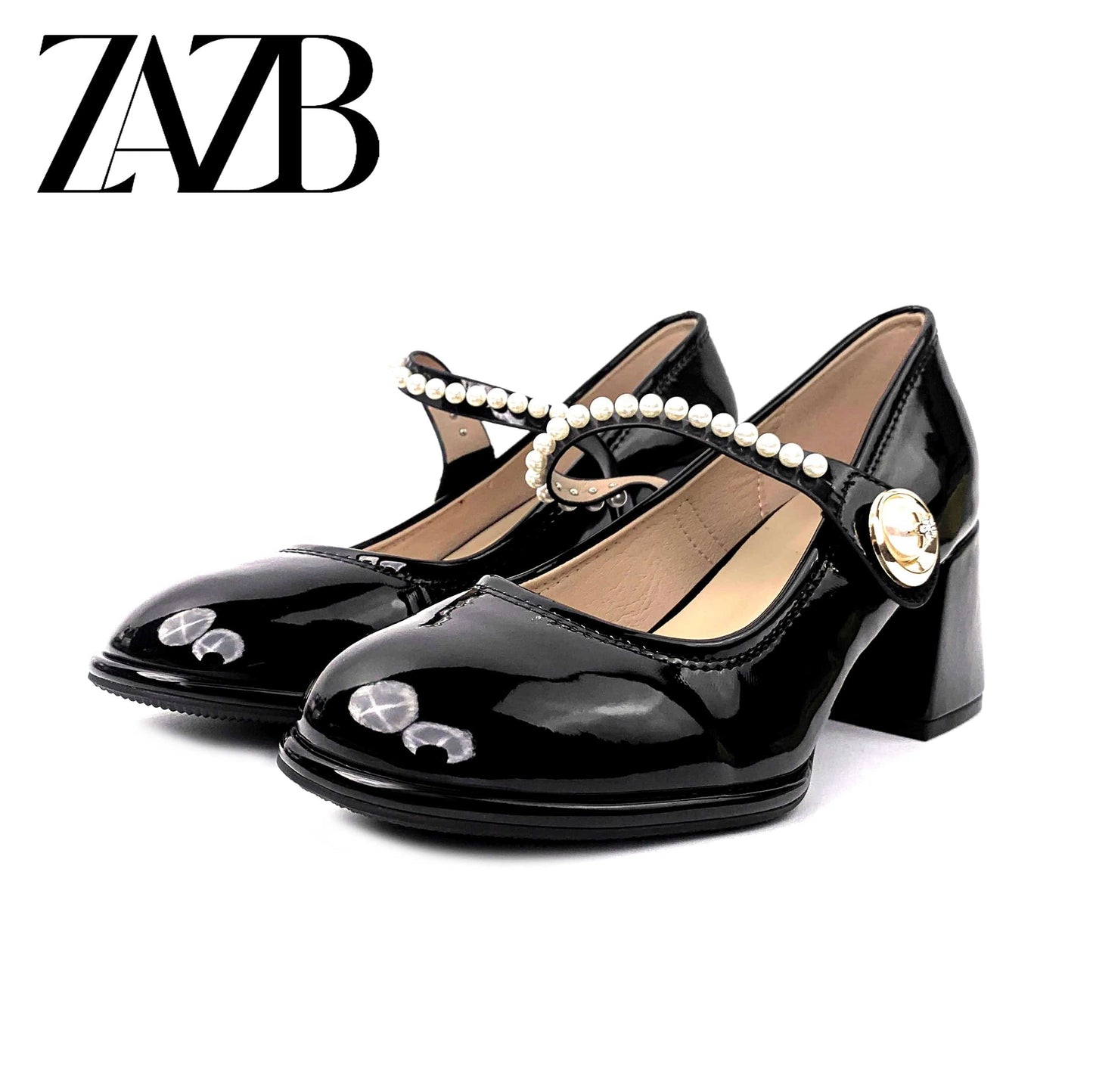 35 / Black New Round head dress formal Women's Thick heel shoes Mary Jane ladies loafers British style Thick bottom leather shoes