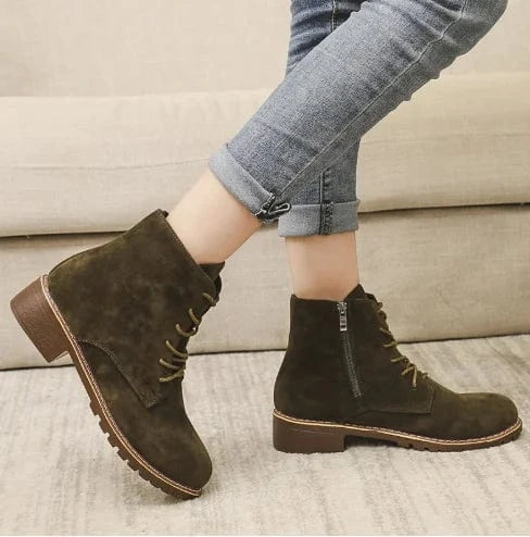 35 / Green 2022 new Martin boots women's large size round head platform lace-up women's short boots
