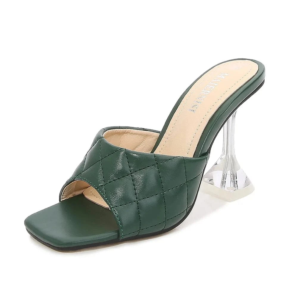 35 / Green sh10270a Green color ladies footwear pictures clear heel women high heel sandals