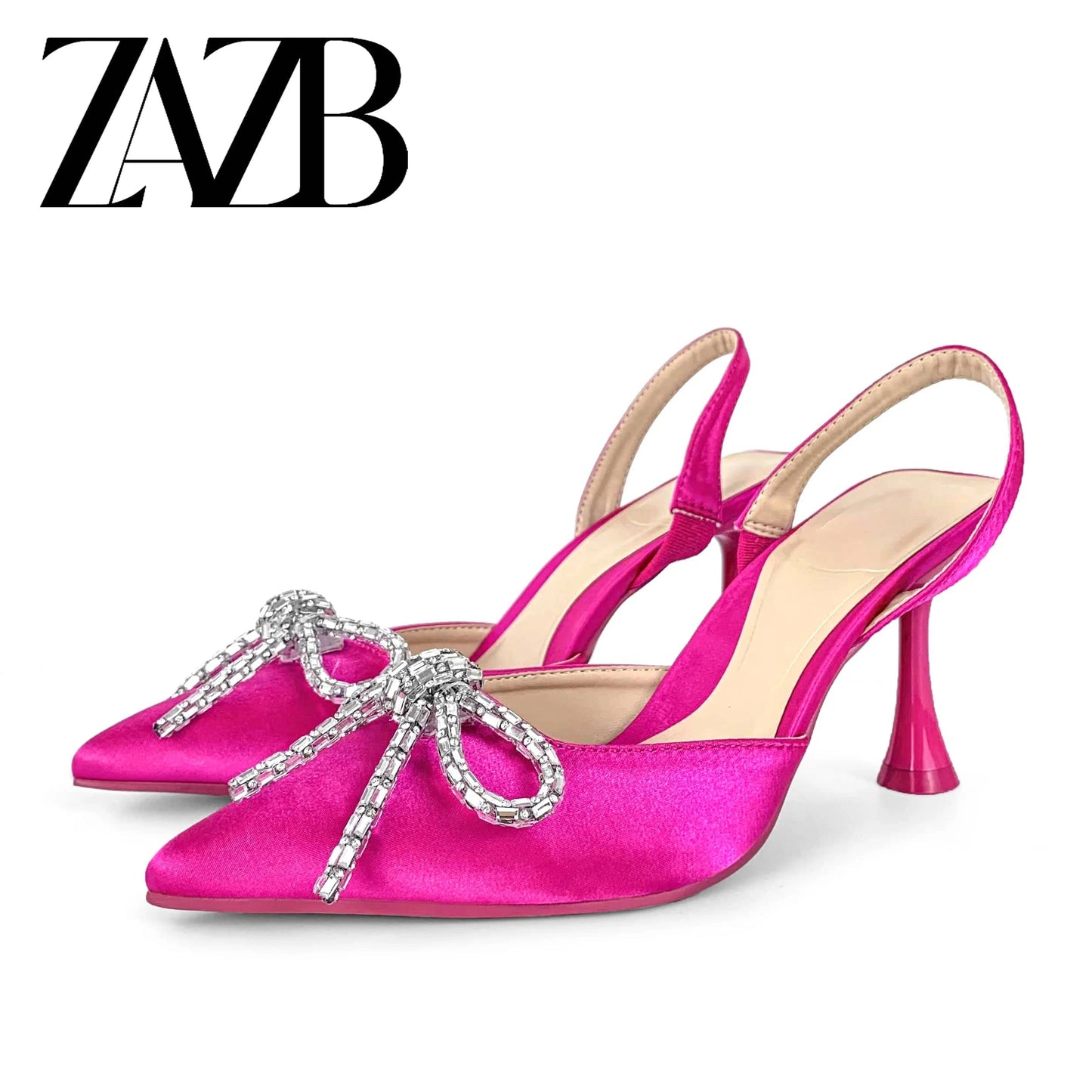 35 / Pink ZAZB brand custom leather high heels shoes for women sandals Slim sexy wedding bride elegant ladies and chaussures pour femmes