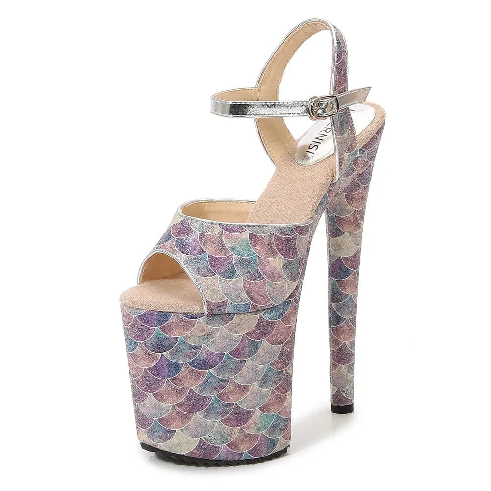 35 / Purple Wholesale 20 CM Stiletto Strippers Ankle Strap Platform Sandals Ladies High Heel Women's Pole Dance Shoes Heeled Sandals