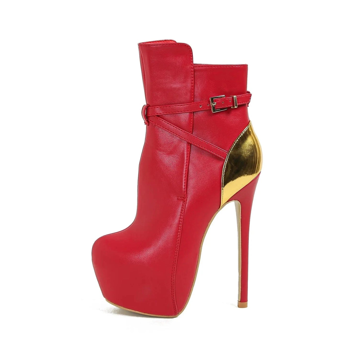 35 / Red 20240Autumn Winter Platform Boots For Women Sexy Buckle Strap Round Toe Pole Dance High Heels Ladies Cool Riding Shoes Size 45