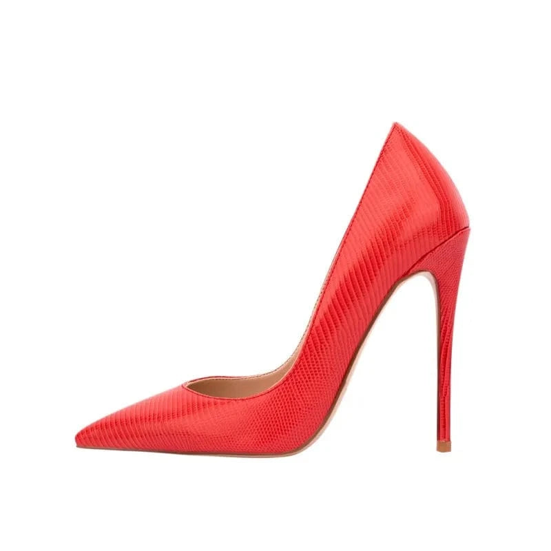 35 / Red Chaussures Femmes Zapatos De Mujer Women Lizard Print Shoes Pointy Toe 12cm Classic Heels Ladies Shallow Mouth Stiletto Pumps