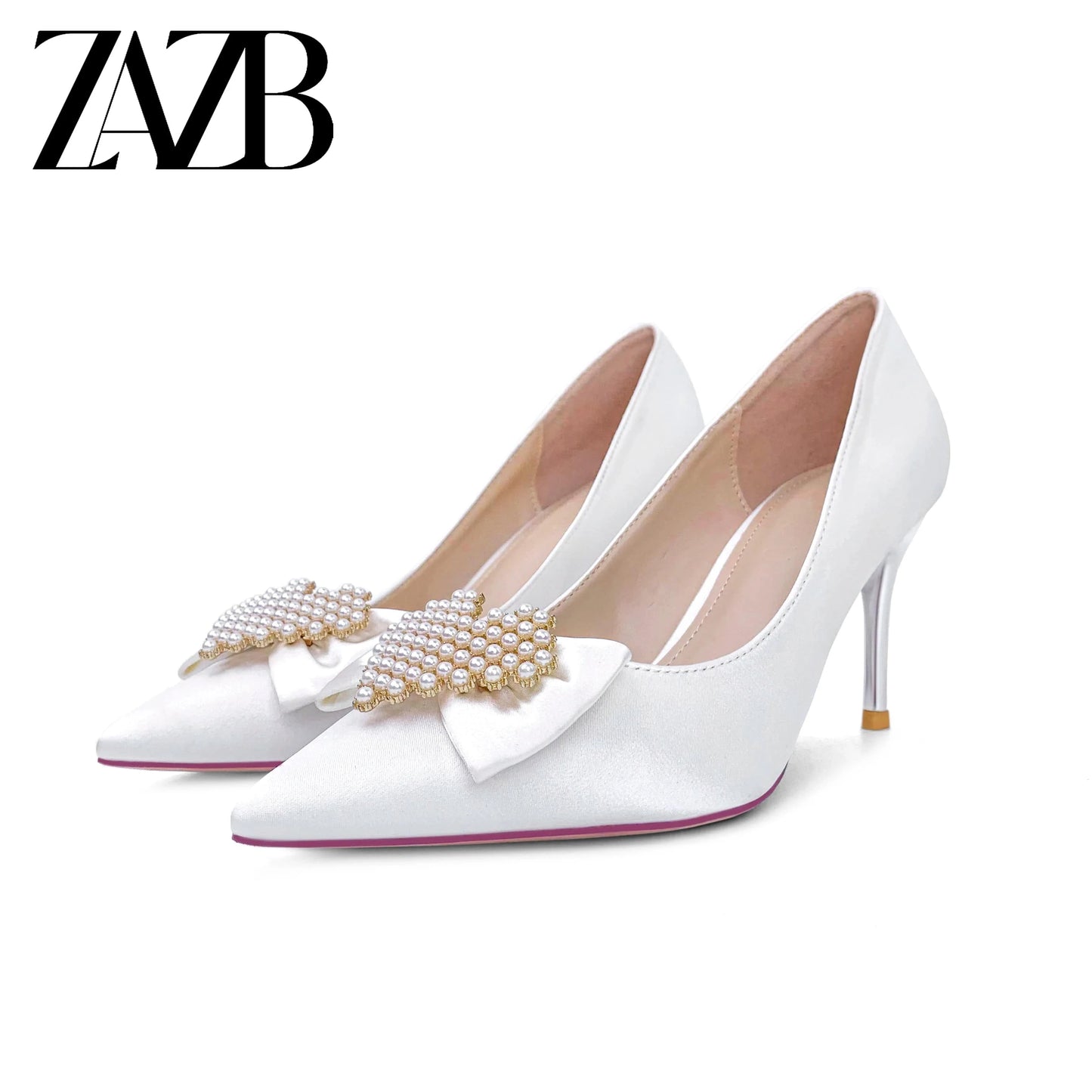 35 / White New Design Dress Women's High Heels Office Council Pointed Soft Top Women's High Heels