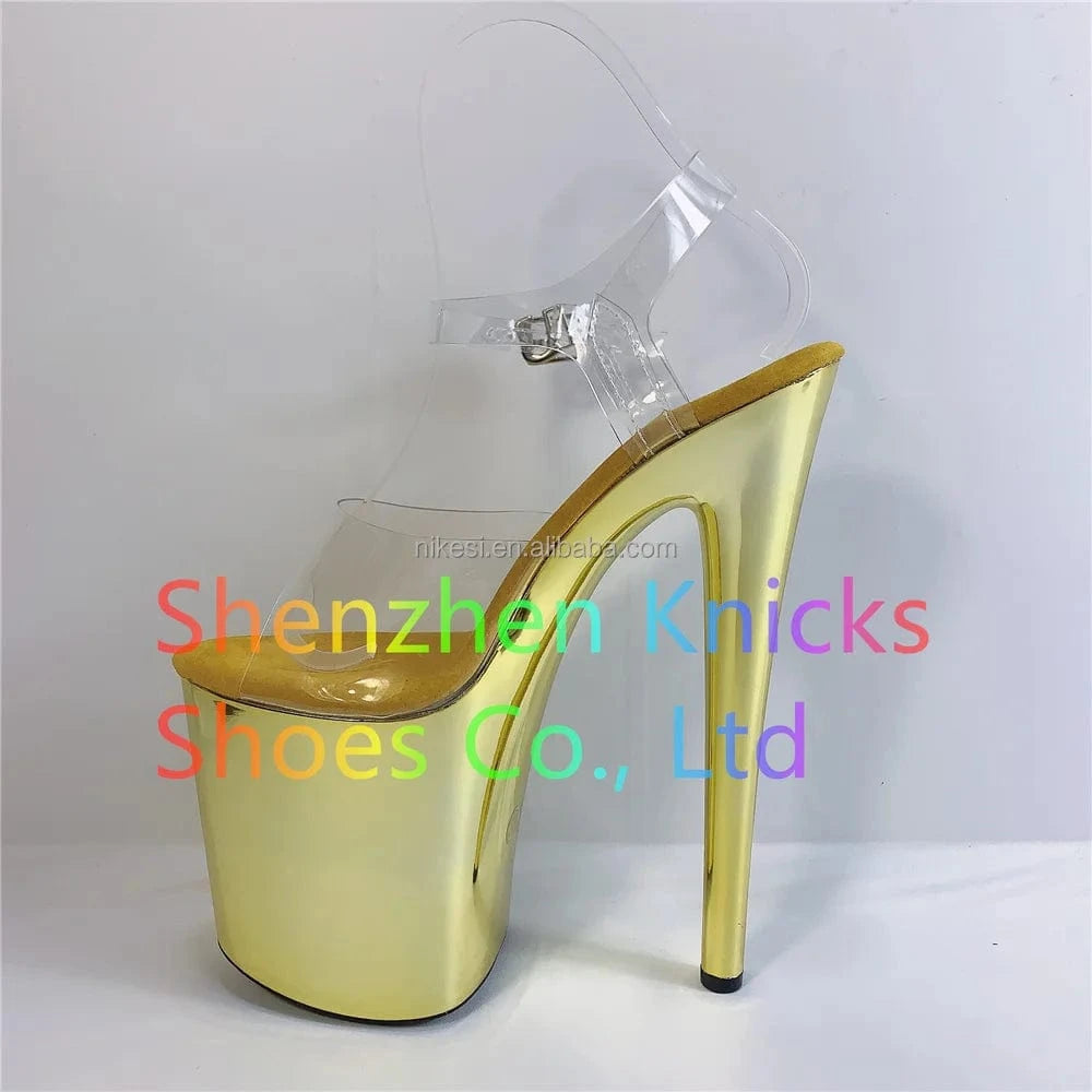 35 / Yellow 8inch-20CM sexy super high-heeled shoes sandals thin heel show banquet shoes buckle waterproof platform sandals
