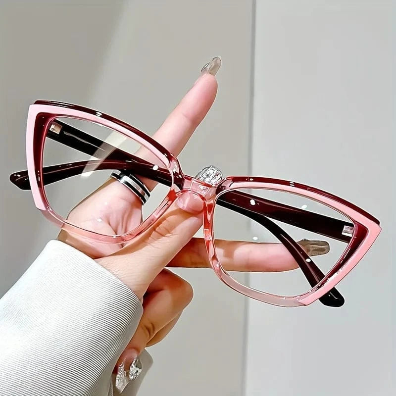 350 / Pink Red Vintage Cat-Eye Full Rim Reading Glasses Non-Prescription, PC Frame & Lens, Elegant Design, Range  1.0 to  4.0