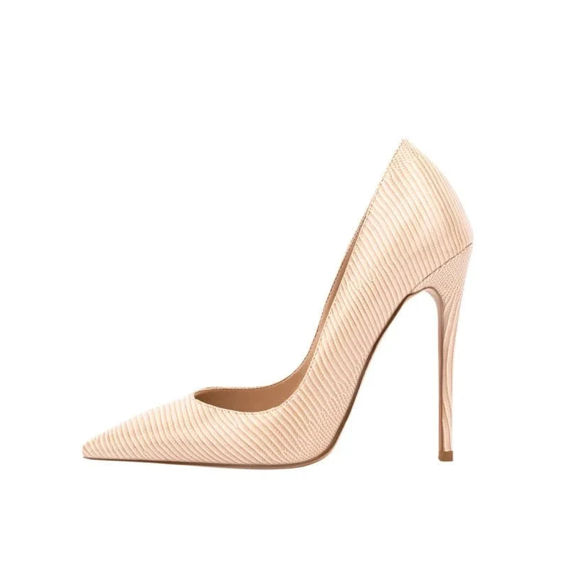 36 / Beige Chaussures Femmes Zapatos De Mujer Women Lizard Print Shoes Pointy Toe 12cm Classic Heels Ladies Shallow Mouth Stiletto Pumps