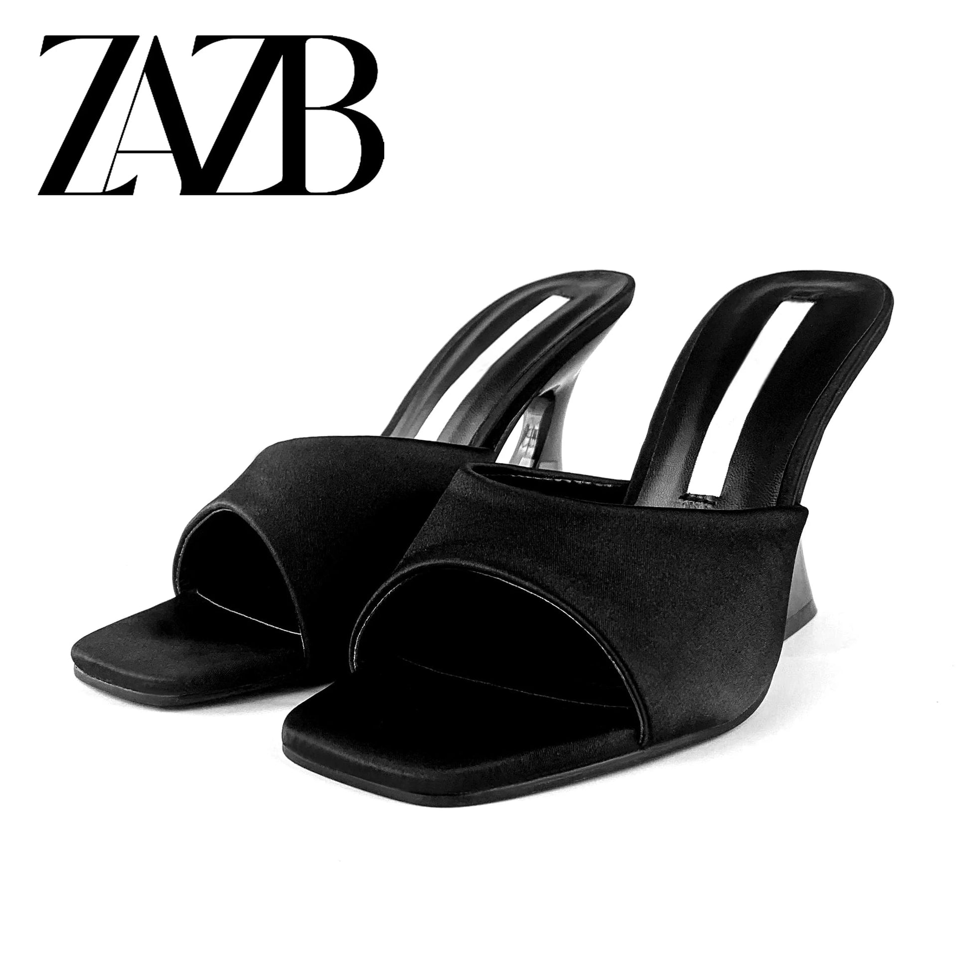 36 / Black Fashion custom square transparent  designer shoes sandal for women and ladies high heeled shoes luxury slippers femmes