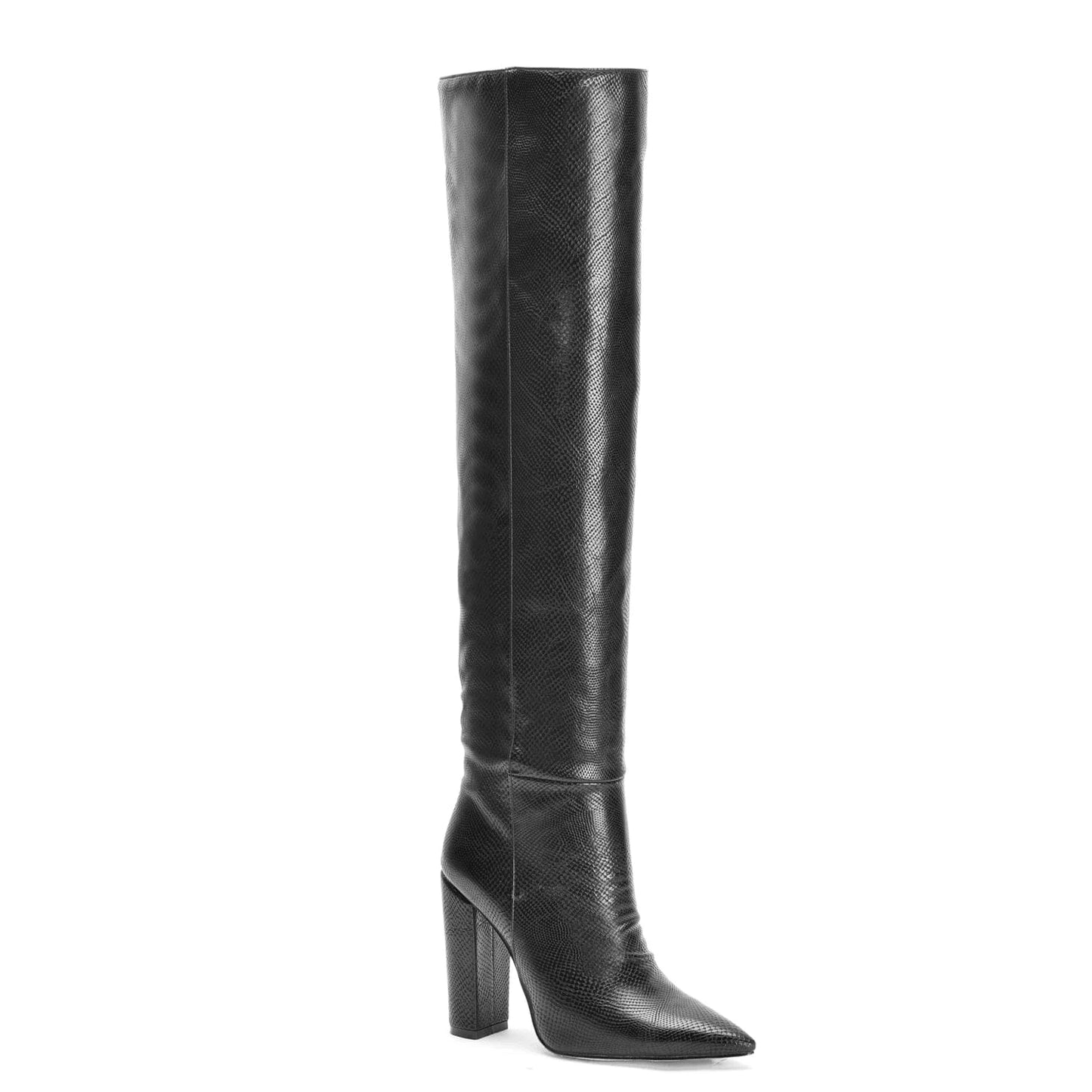 36 / Black New Design Fashion Wholesale Pure Color Print Snake Skin Women Rubber Ladies Knee High Women's Boots