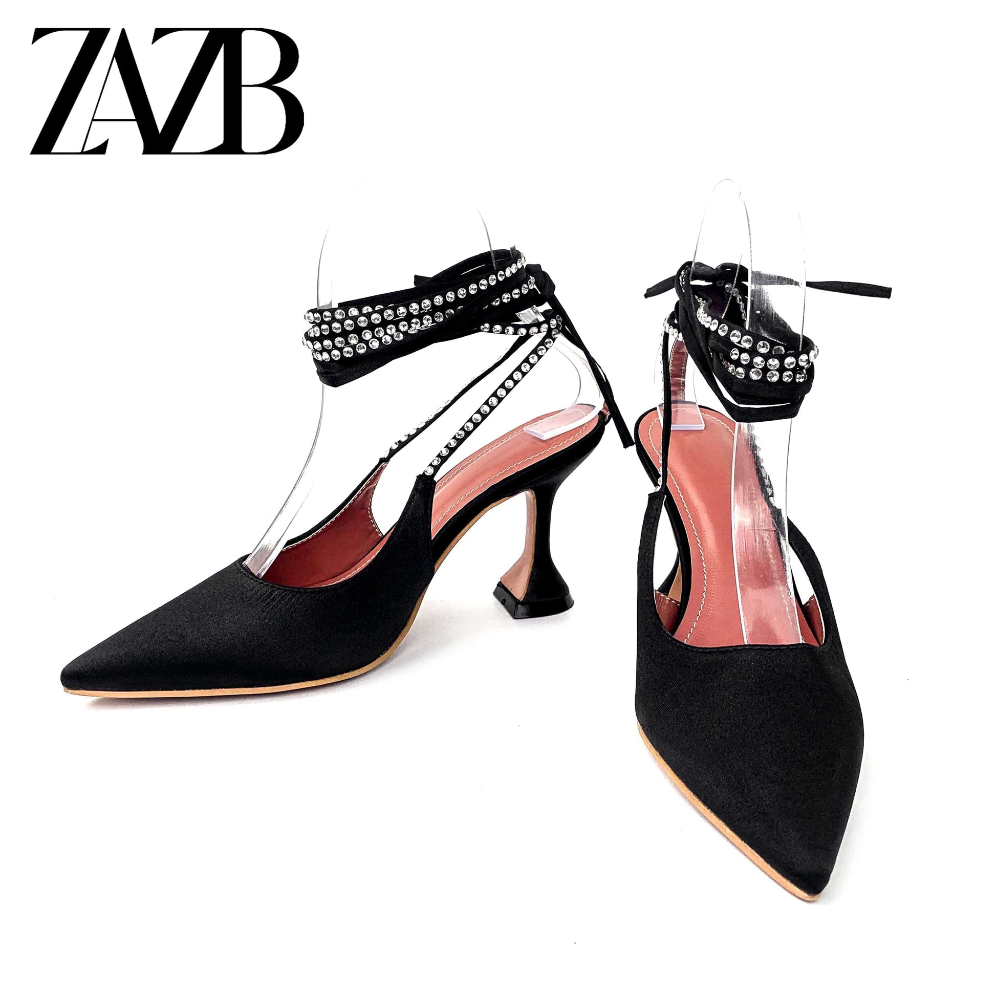 36 / Black Office formal Pointed head cross belt women high heel shoes designer famous brands stiletto heels Open toe Dress Sandal
