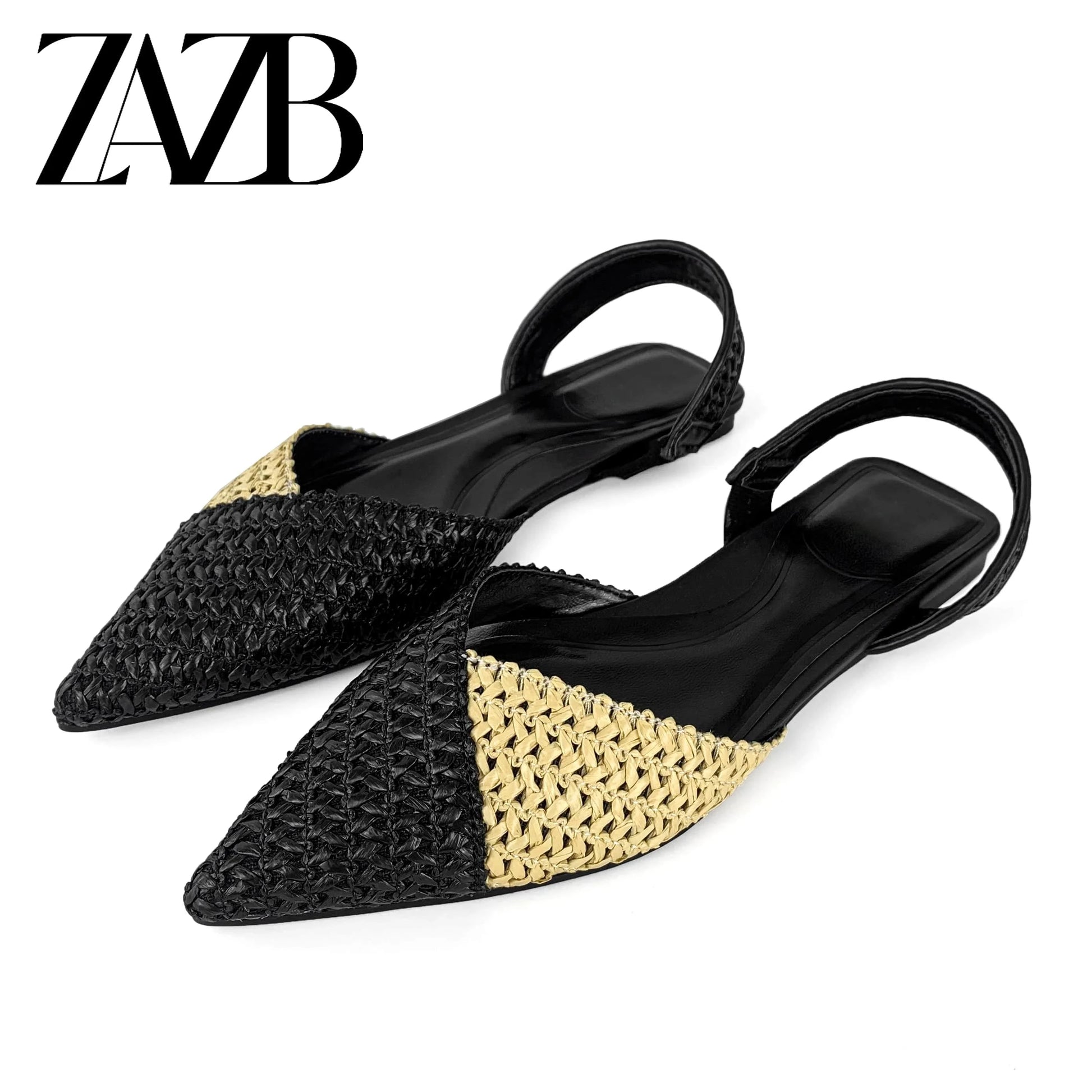 36 / Black ZAZB brand custom leather for women sandals Woven hemp rope wedding bride ladies and chaussures pour femmes